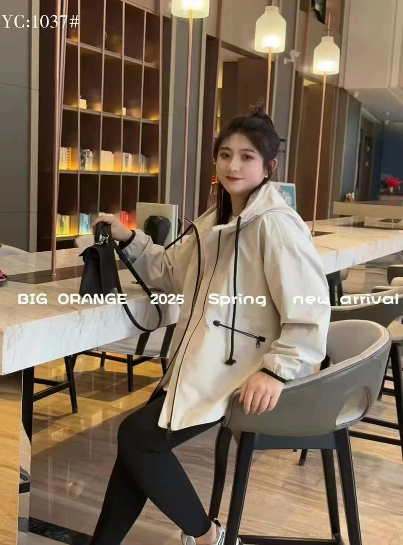 2025大橘子1037春季新款韩版百搭连帽风衣外套