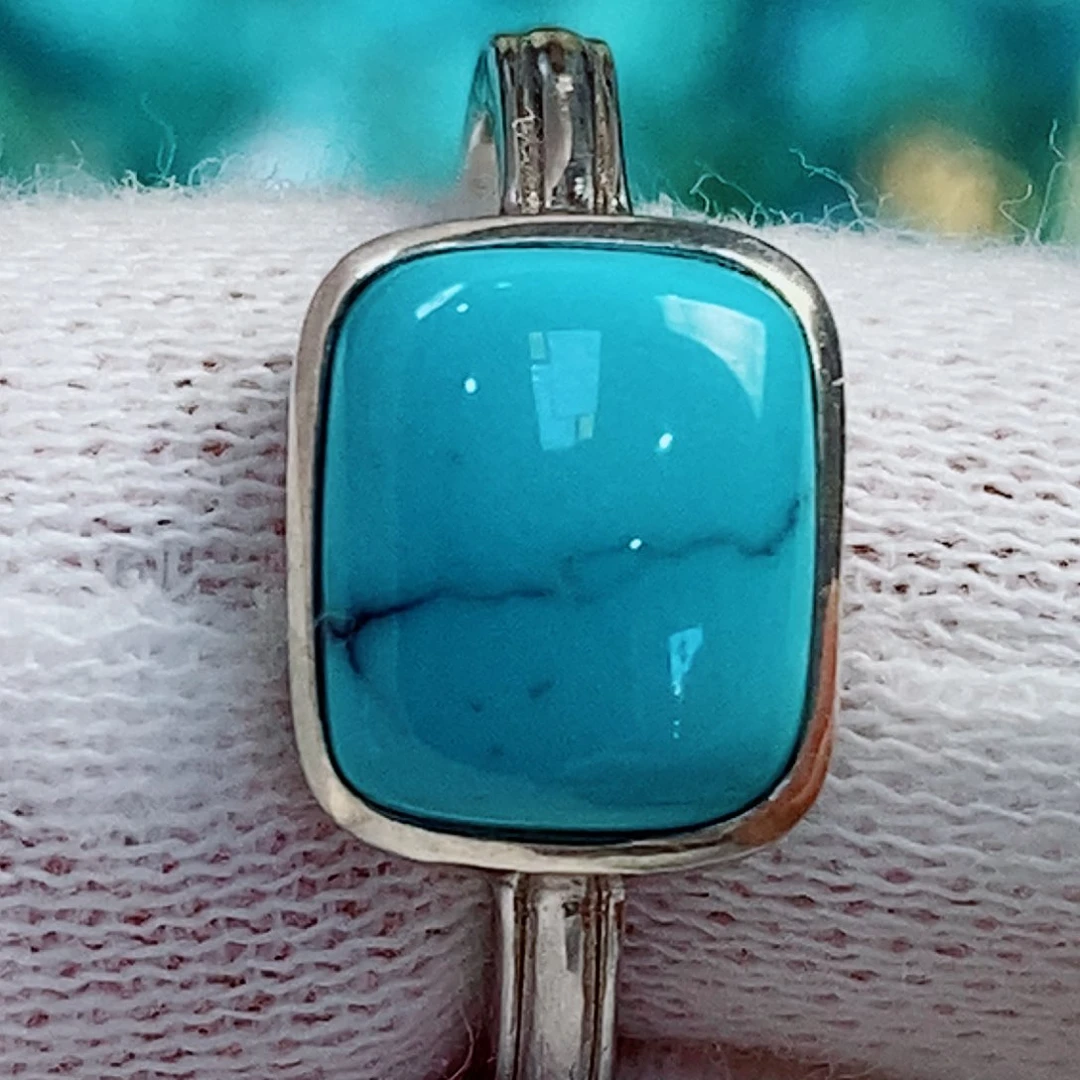 绿松石银S925镶嵌原矿无优化