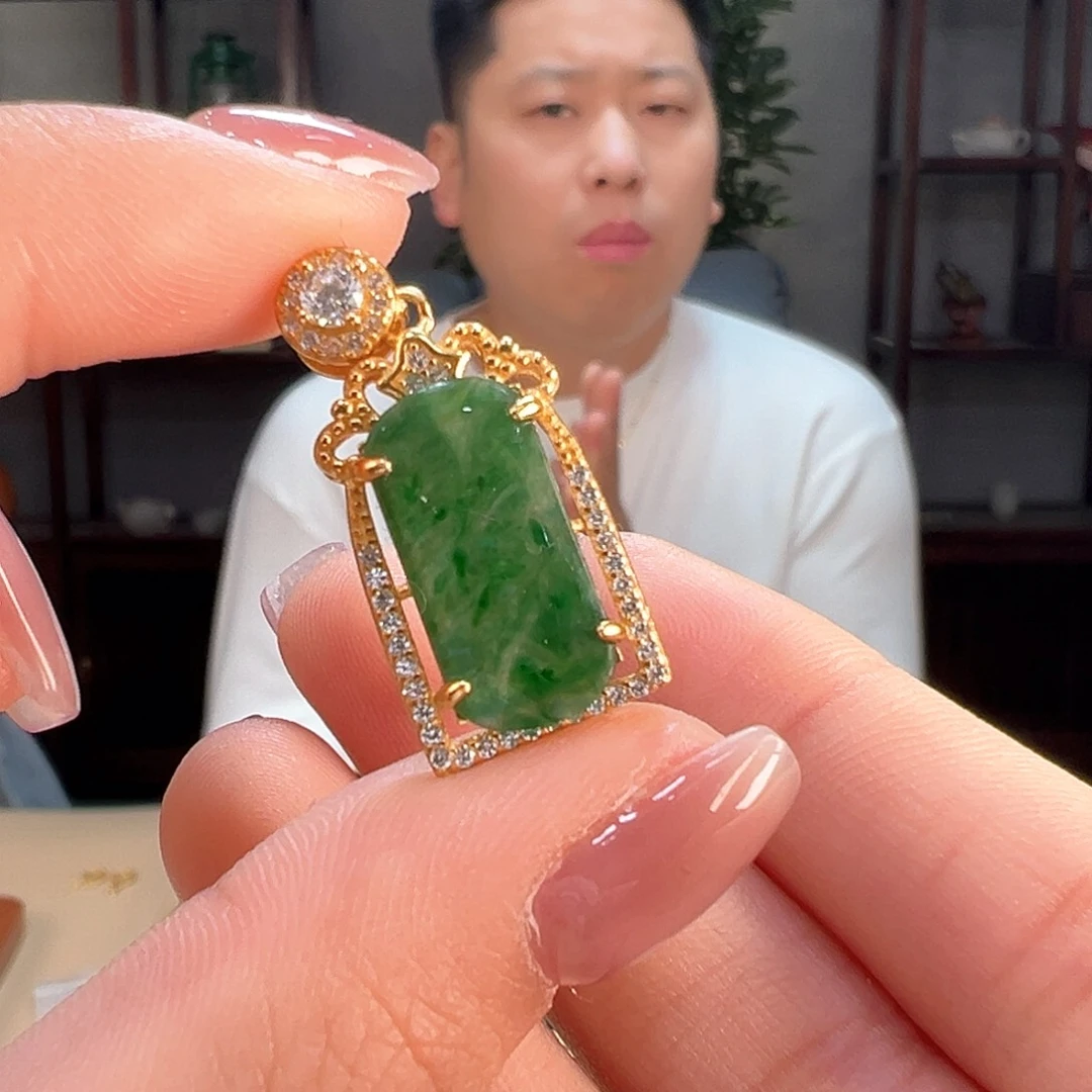 翡翠吊坠(不含链)银S925镶嵌吊坠