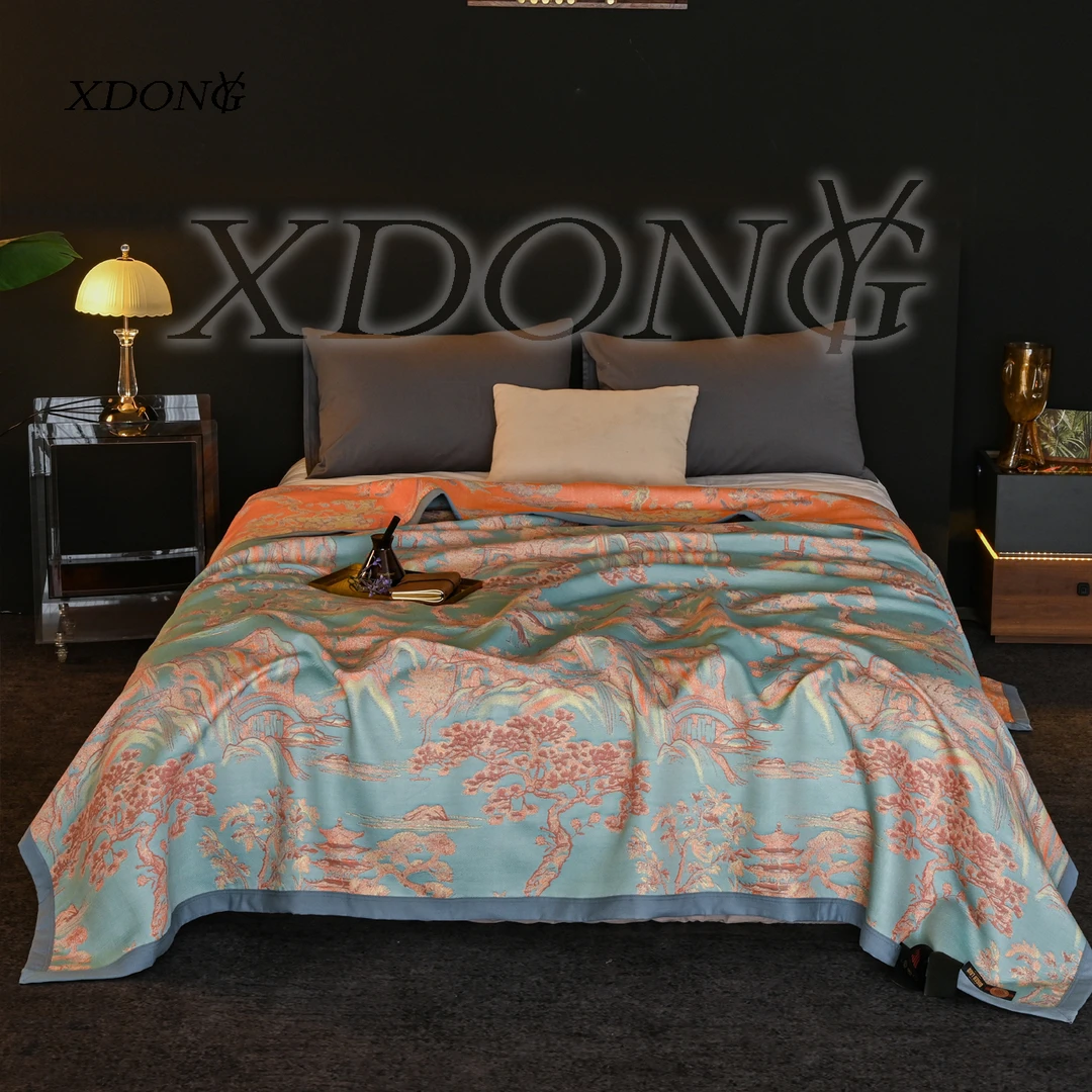 XDONGY（冬云家纺）230*250高奢蚕丝金离子慕青山四季毯床盖
