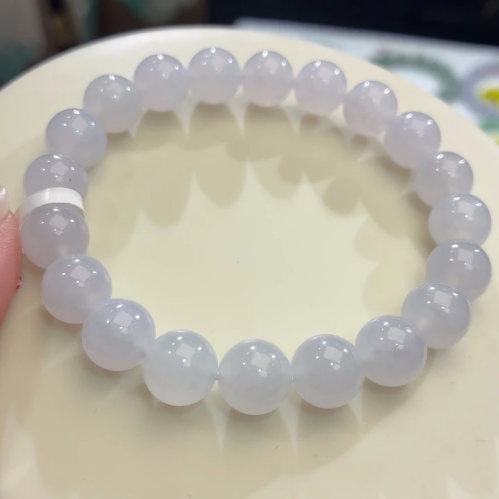 翡翠未镶嵌手链冰胶浅紫卡9.8