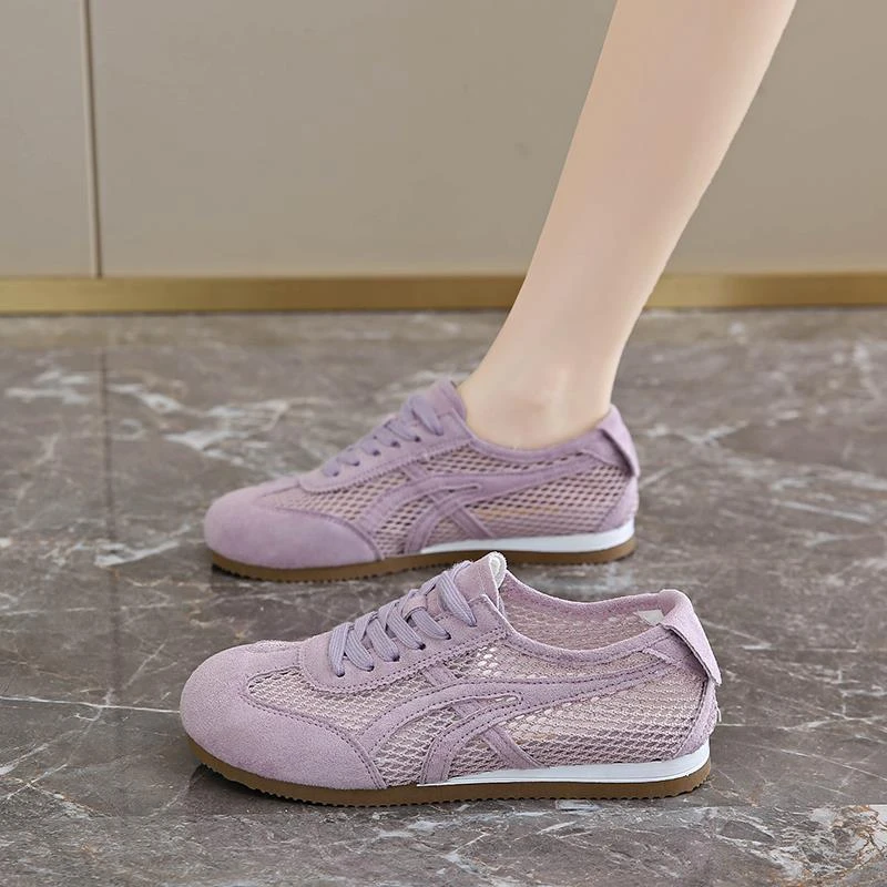 爆款紫色阿甘鞋女2025新款夏季网鞋透气薄款德训鞋软底休闲运动鞋