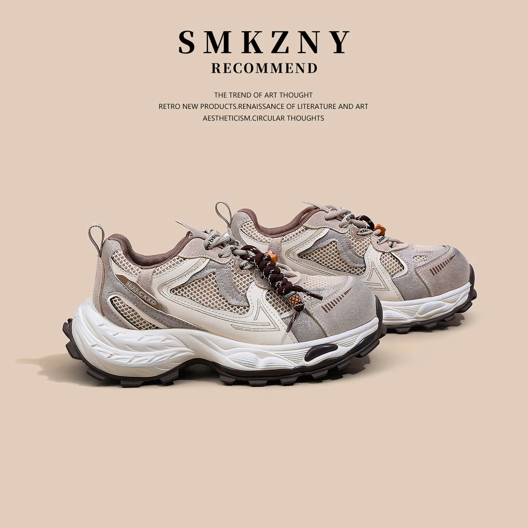 欧洲站老爹鞋女2025新款春秋季百搭网面增高厚底休闲运动鞋-18-18