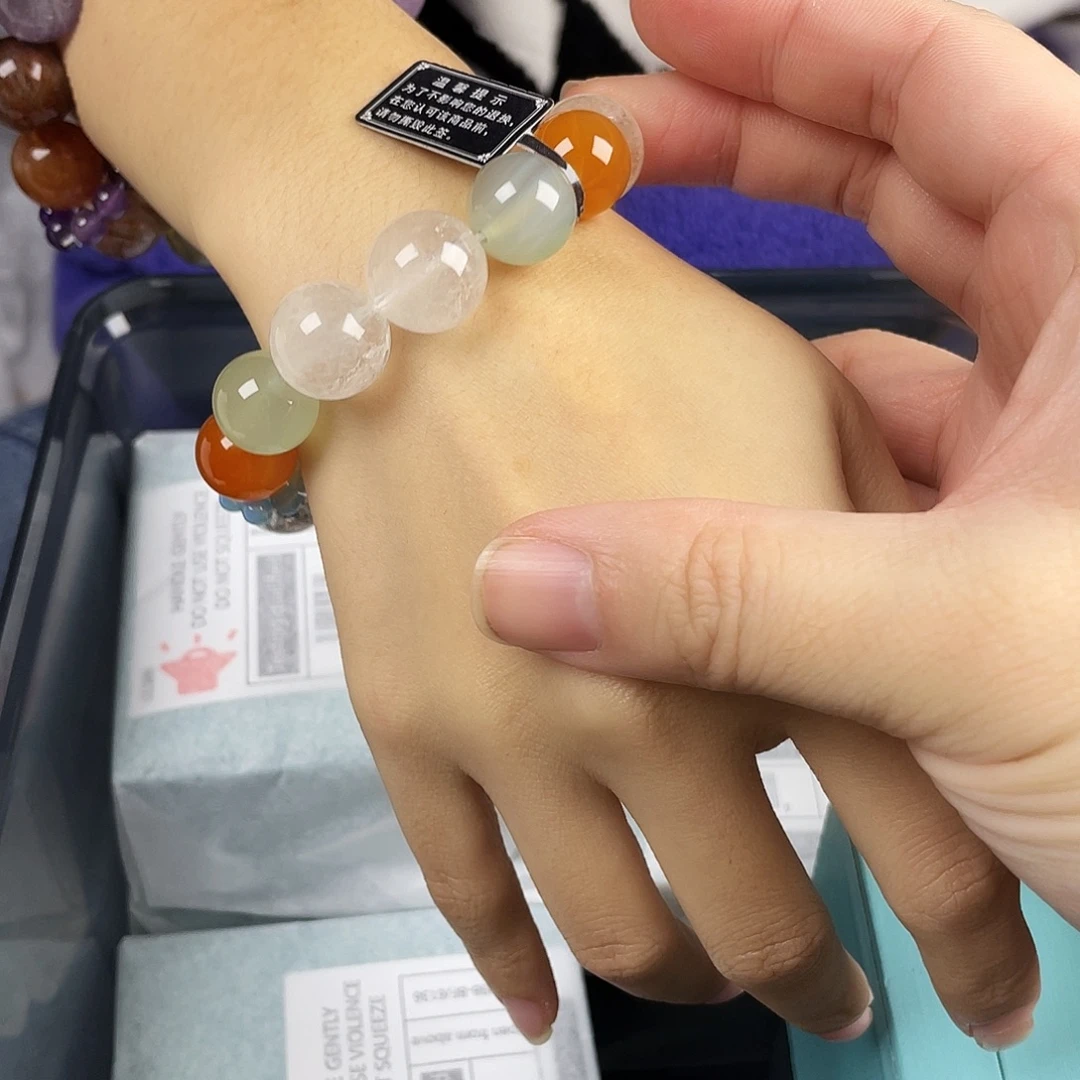 水晶手串银S925镀金镶嵌