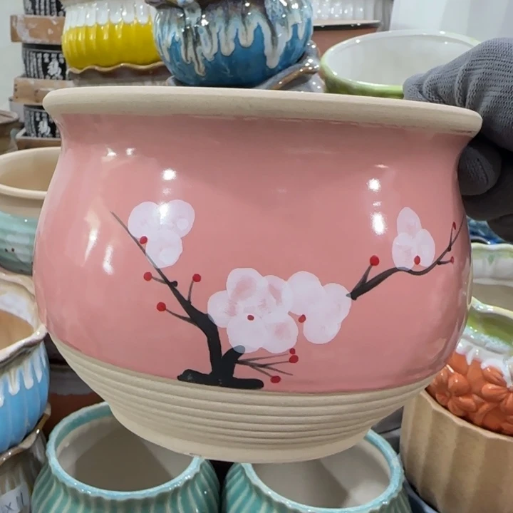 凑9块包邮，有孔，陶瓷花盆