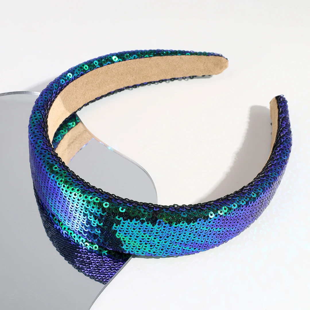 033宽边女士发箍创意炫彩亮片个性头箍压发百搭发饰饰品