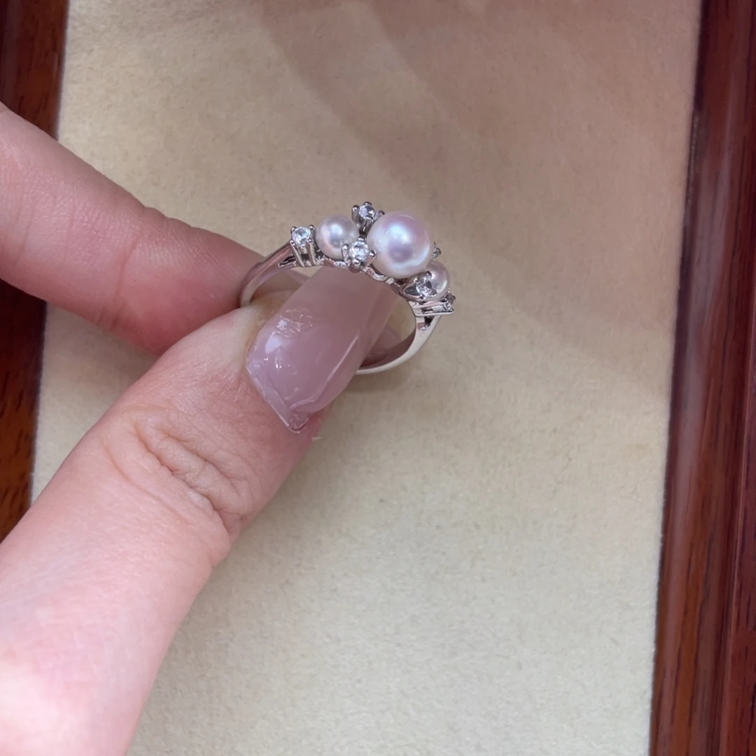 海水珍珠戒指银S925镶嵌