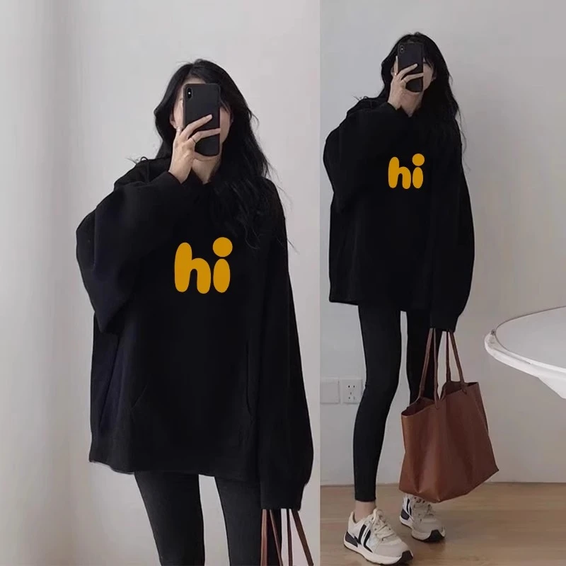 胖mm300斤黑色卫衣女秋冬加绒加厚2025新款美式宽松连帽衫外套