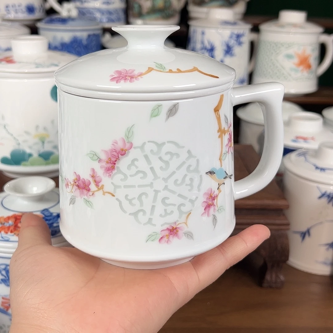 微***甜景德镇高温陶瓷办公杯家用