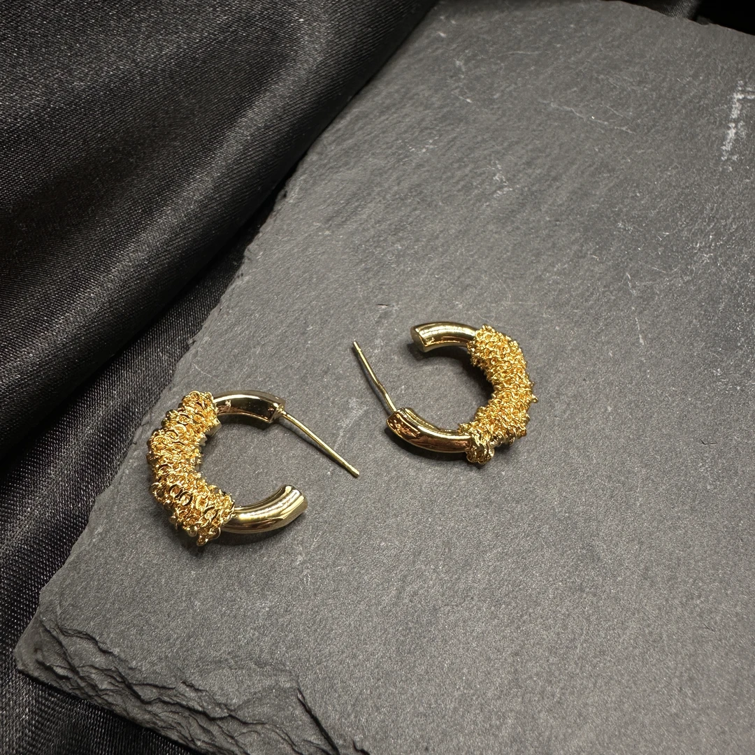 铜合金耳饰 0716 Acc-646 金色欧美缠绕金链高级感耳饰