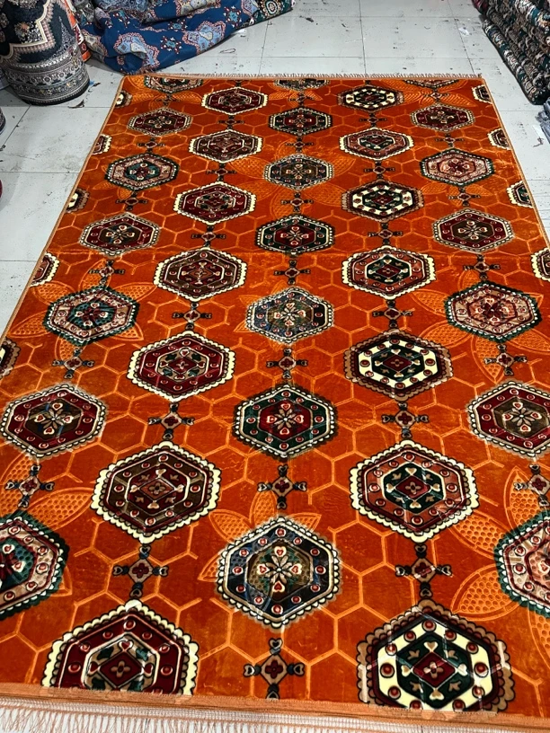 加厚防滑多功能橘色金丝绒地毯适用于卧室客厅卧室好用