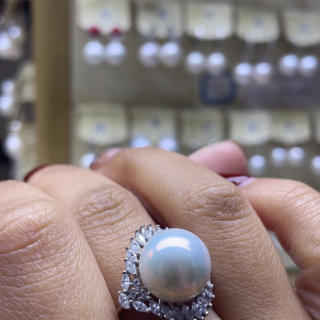 戒指淡水珍珠银S925镶嵌