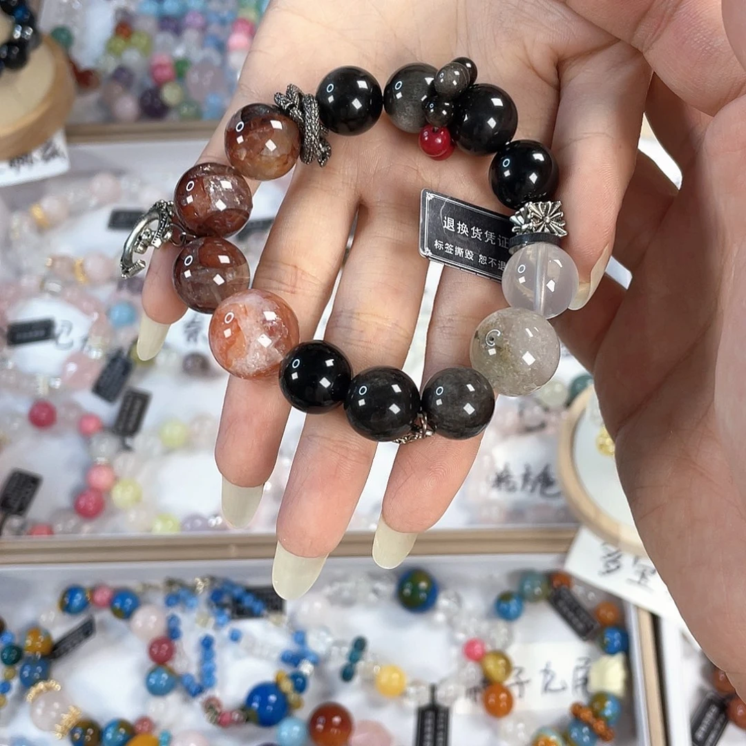 水晶手链银S925镀金镶嵌