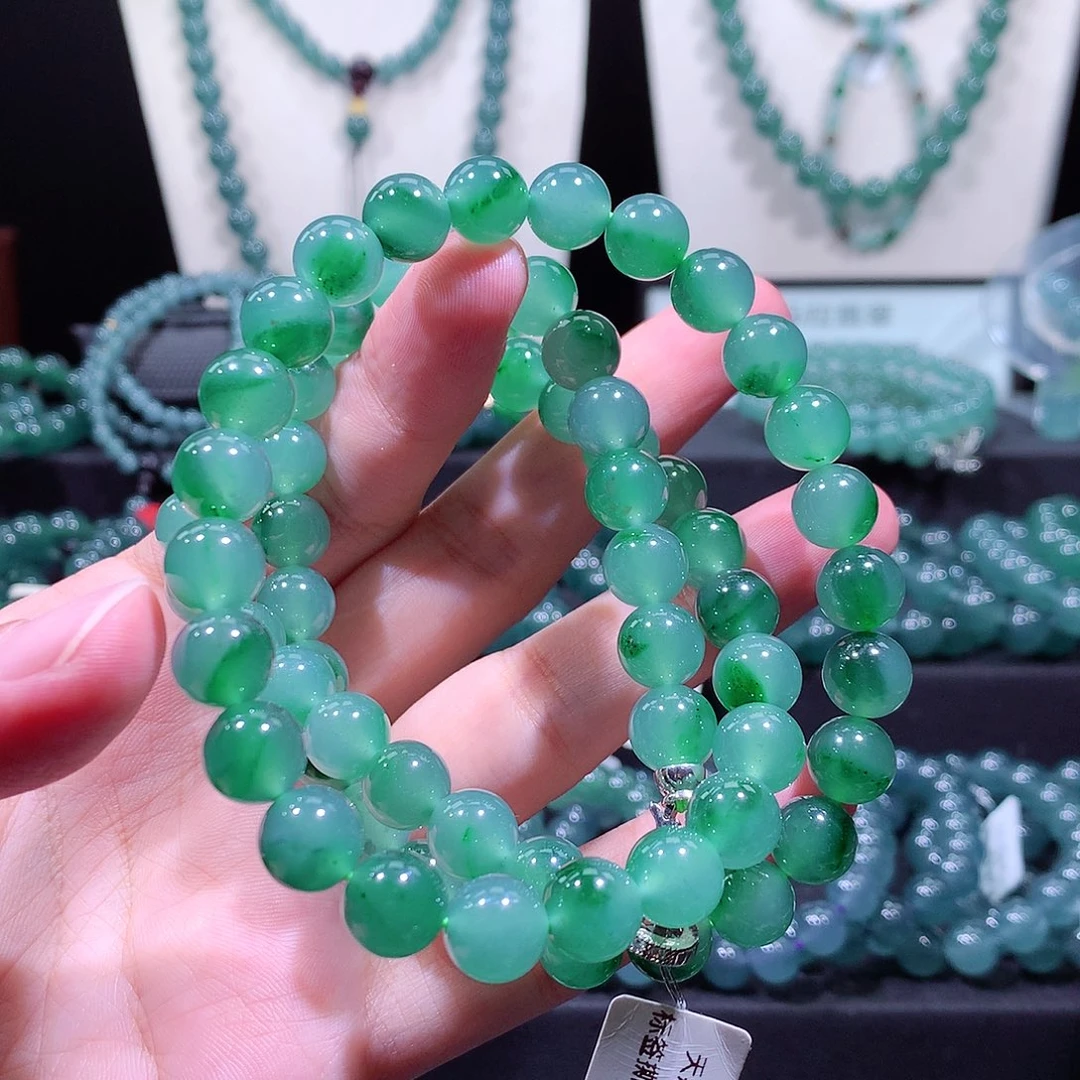 紫***暴翡翠未镶嵌手链天然a货翡翠项链9.8