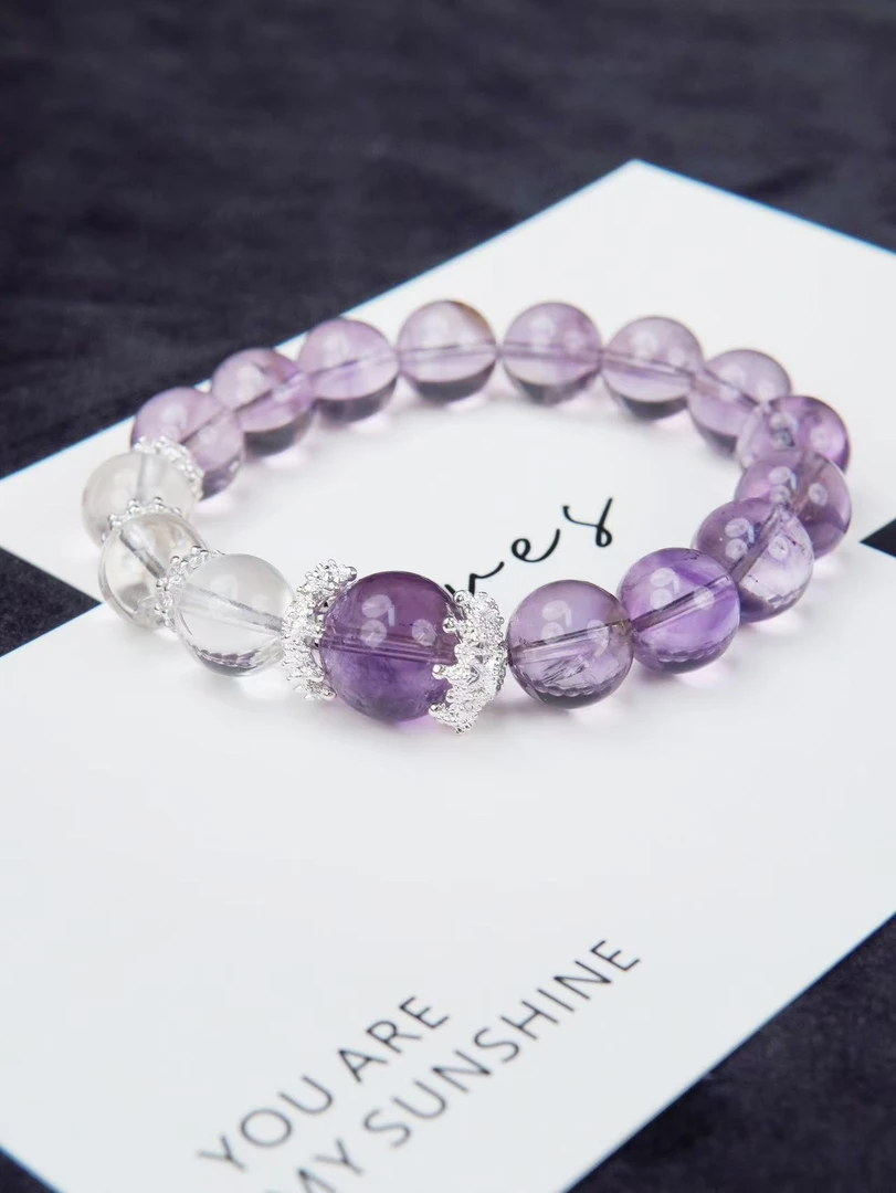 【紫白守护】紫水晶+白水晶  颜色微差