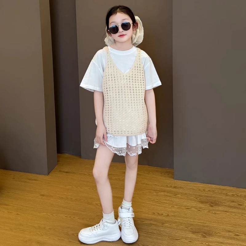 女童夏季宽松休闲短袖T恤上衣2025夏装新款女孩网红炸街潮酷童装