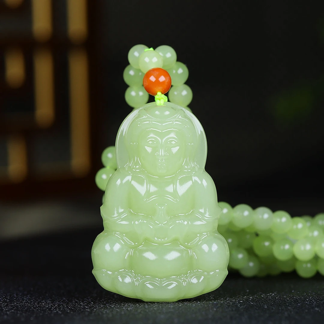 010231和田玉黄玉净瓶观音挂件