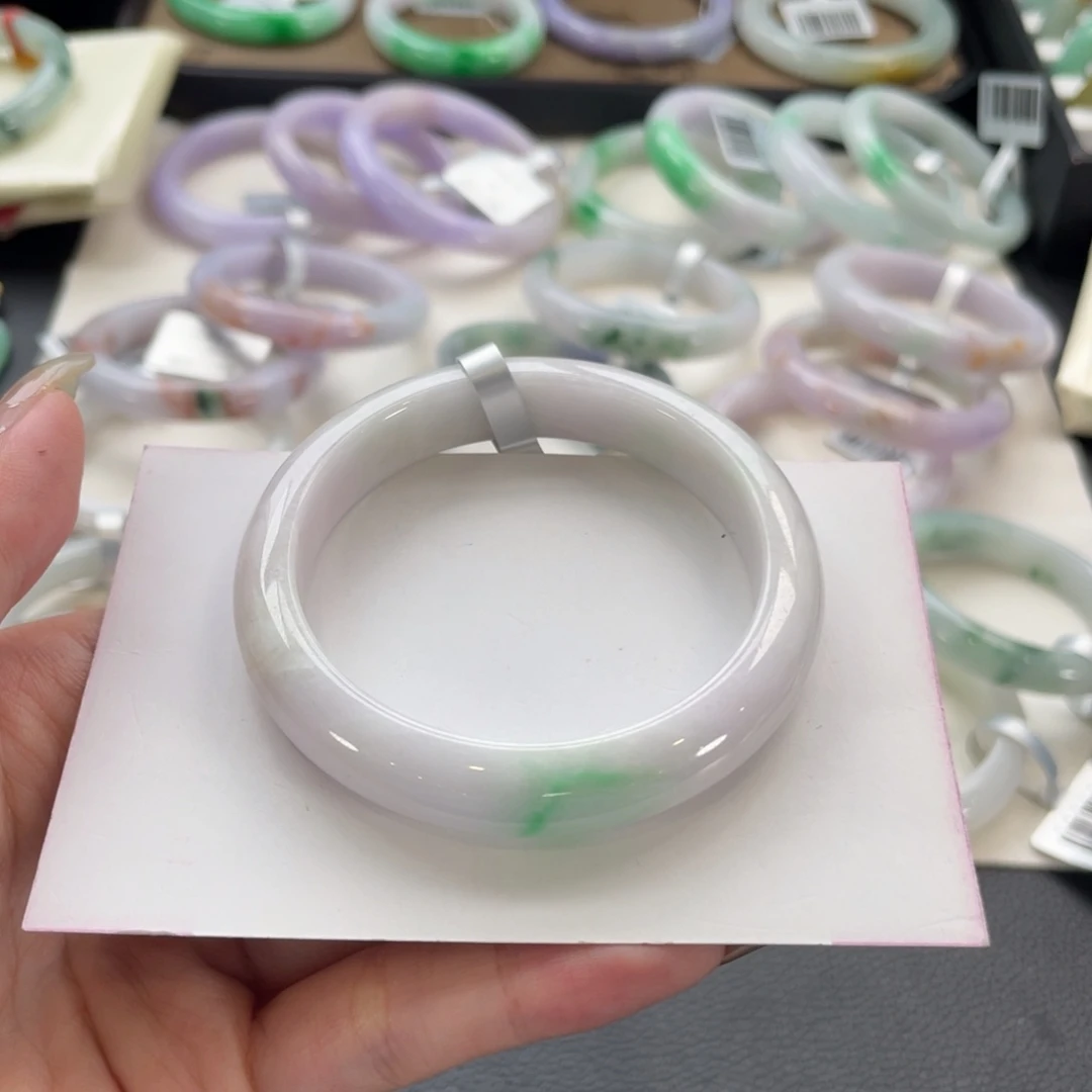 翡翠未镶嵌手镯55正圈纹裂