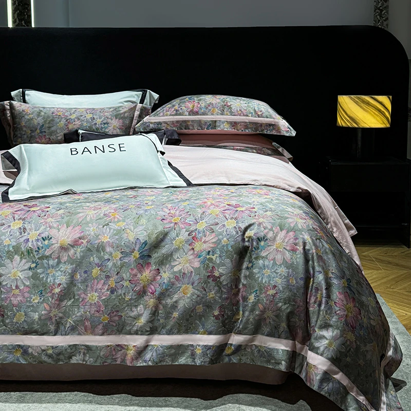 【春派】BANS新款100支高支高密匹马棉数码印花纯色四件套艾莉卡