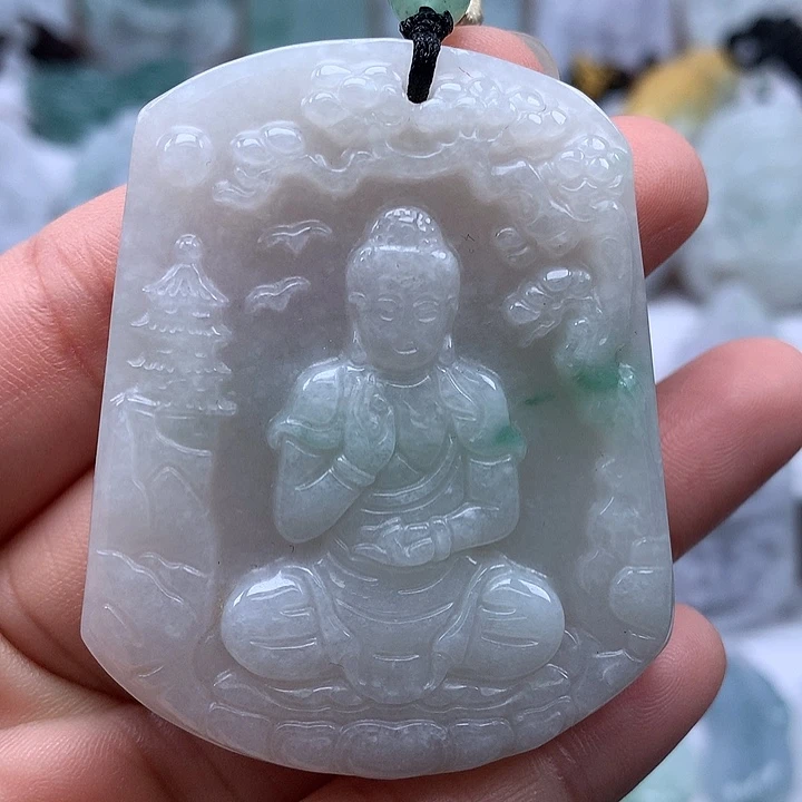 翡翠未镶嵌颈饰阿尼陀佛卡厚8+