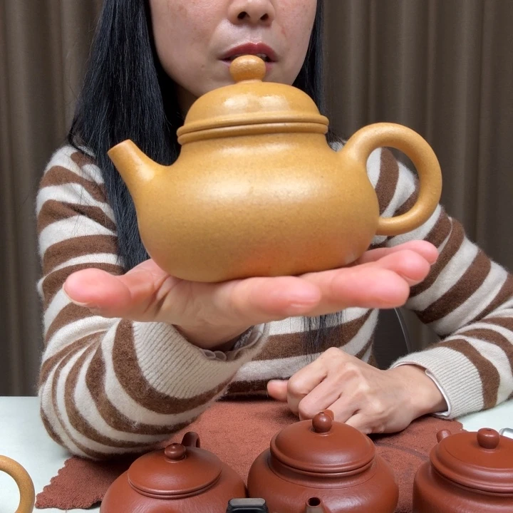 嗨***8茶壶紫砂40目黄金缎容天220cc全手工