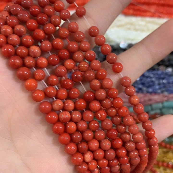 一条5mm橘豆豆圆珠带水波纹
