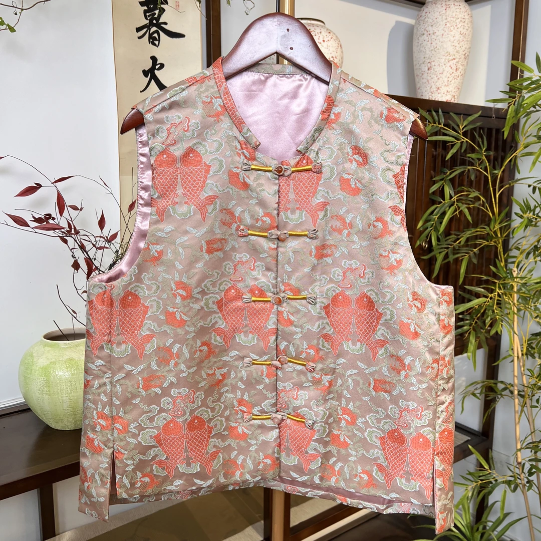 【双鱼】新中式马甲女装气质复古提花显瘦日常马夹时尚新款爆款上衣