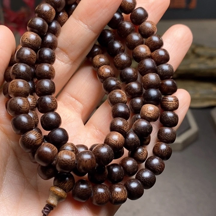 沉香手串越南芽庄金丝黄棋楠0.6×0.8×108