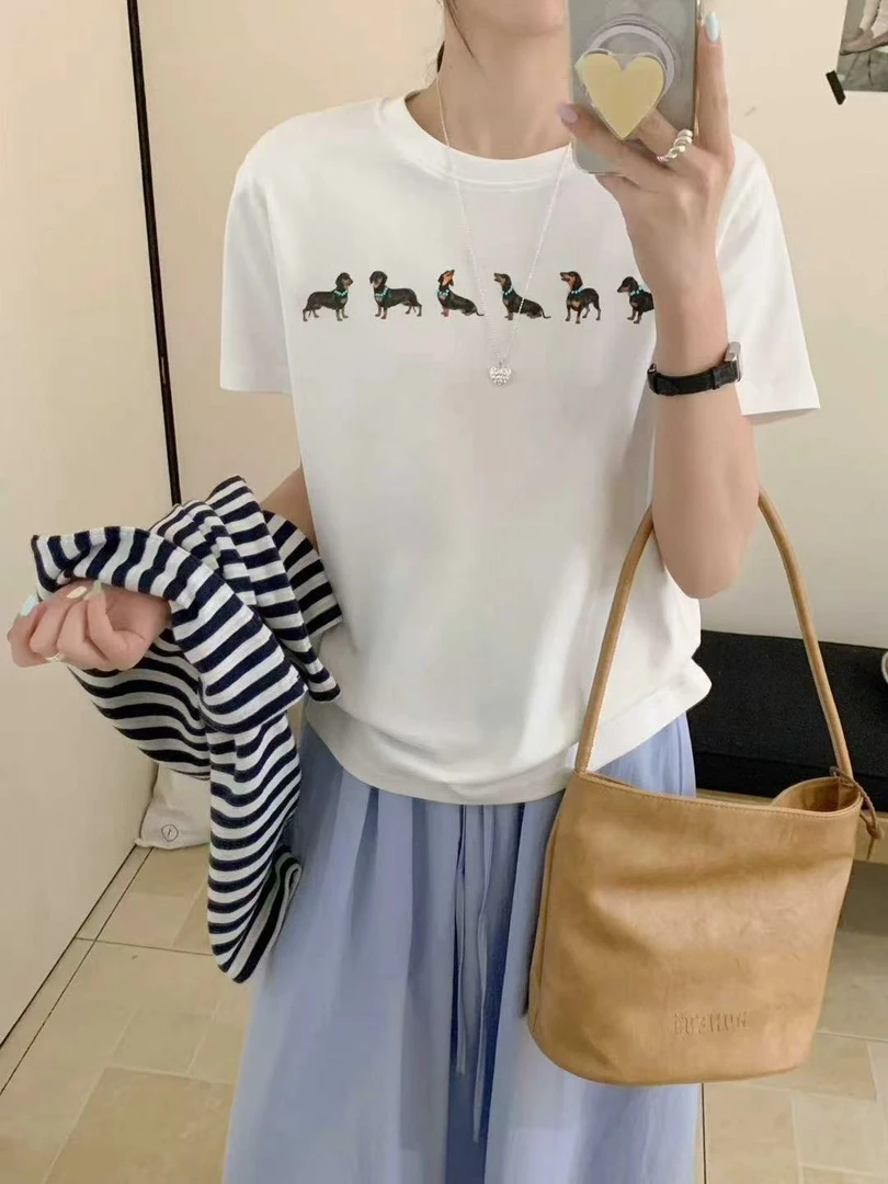 【锦衣服饰】XM 7978卡通图案时尚百搭短袖T恤