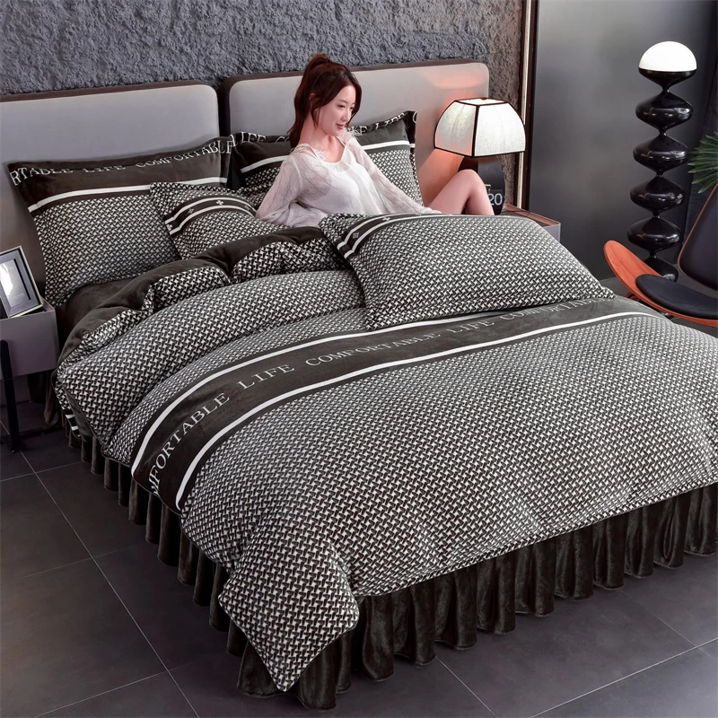 2025高克重四件套婴儿绒床裙款床单单人床上用品被单被子单