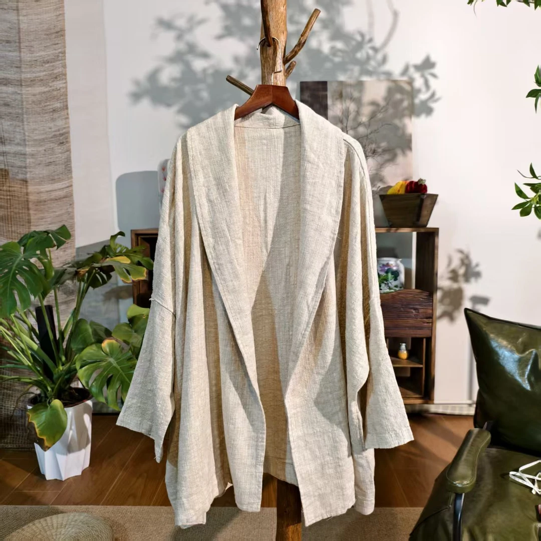 【大梅子推荐】设计款亚麻翻领上衣X6637B