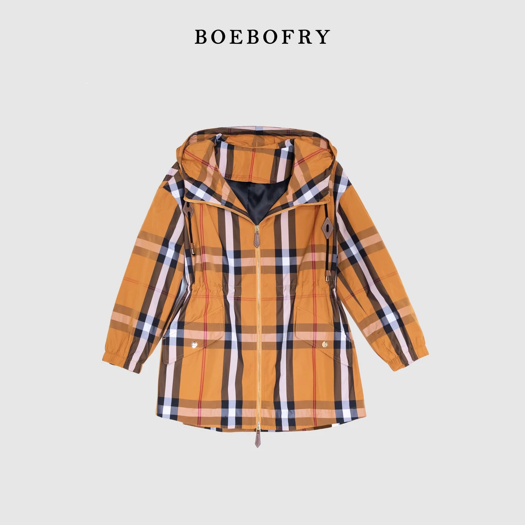 BOEBOFRY<收腰短款风衣>早春新款廓形腰带翻领风衣外套S221176 W