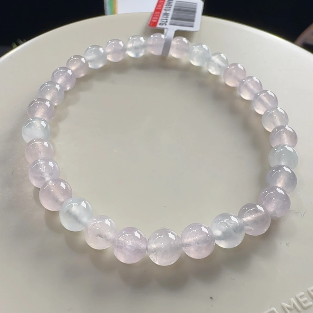 未镶嵌手链翡翠超仙！！！梦幻粉单圈卡6mm