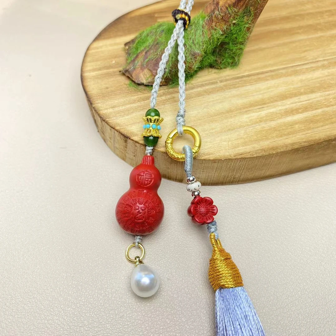 含辰砂工艺品高含量朱砂红砂设计款葫芦包挂正品保真朱砂车载挂件