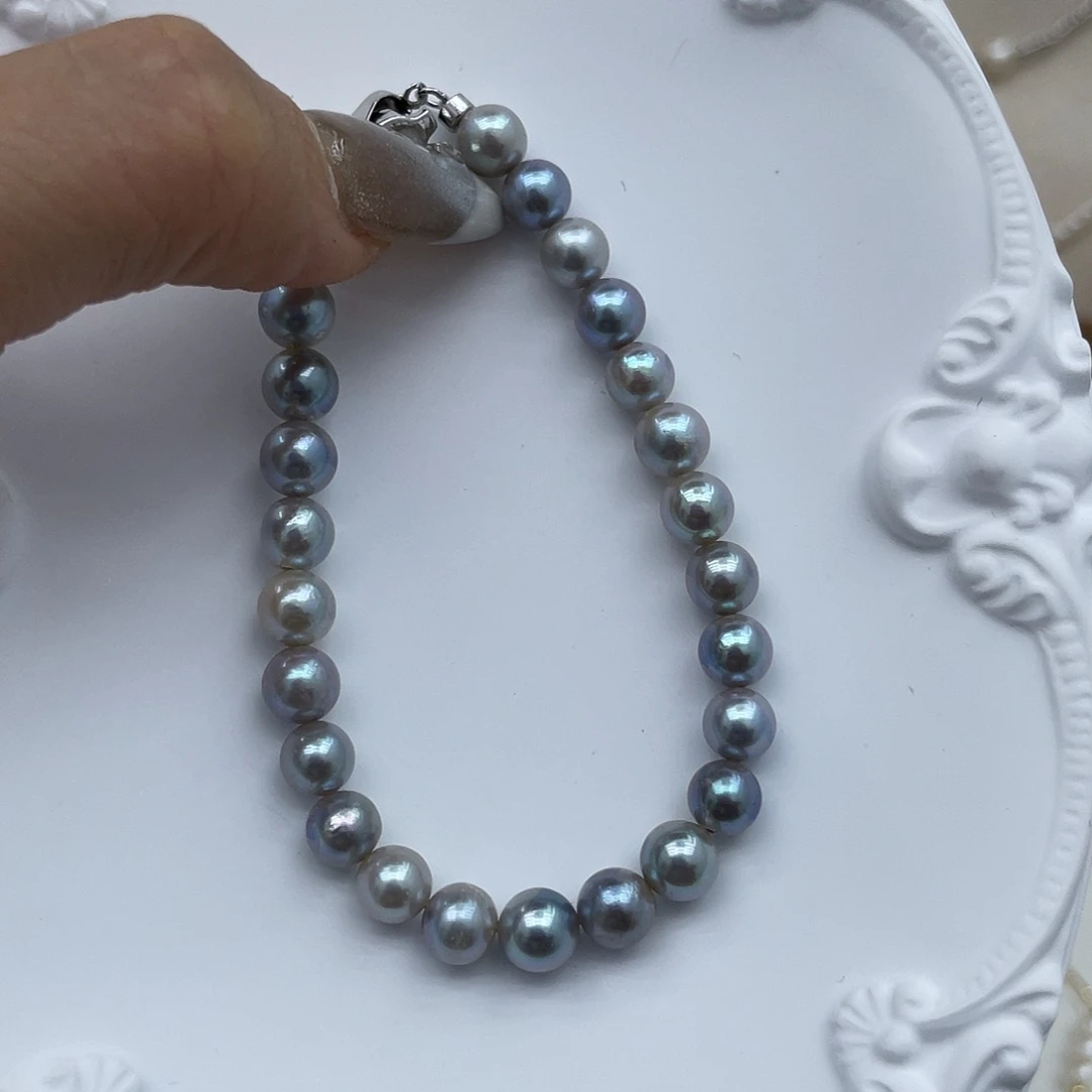 海水珍珠银S925镶嵌手链