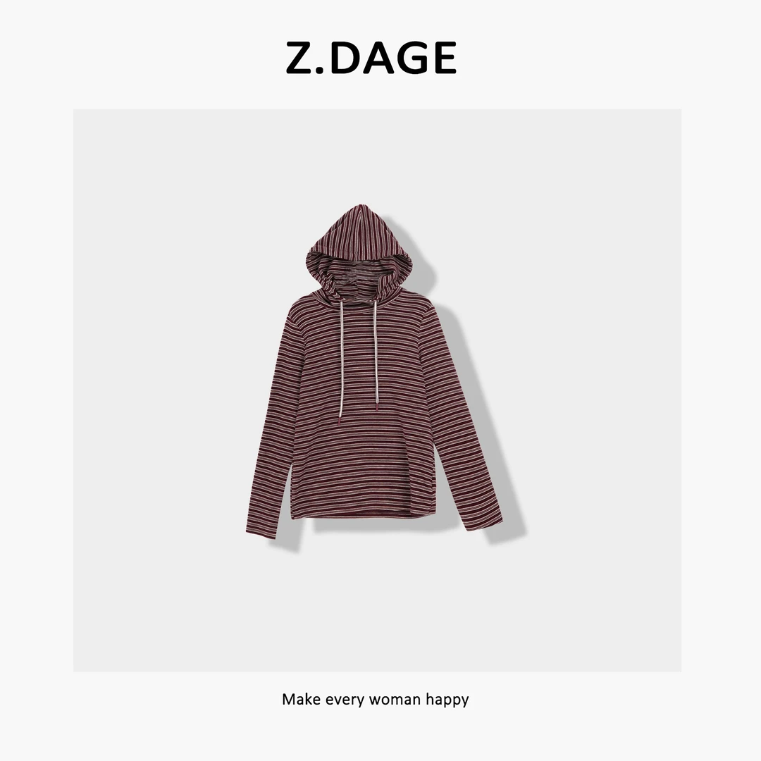 z.dage-‘海德松林’时尚极简秋冬慵懒感百搭条纹卫衣-1366