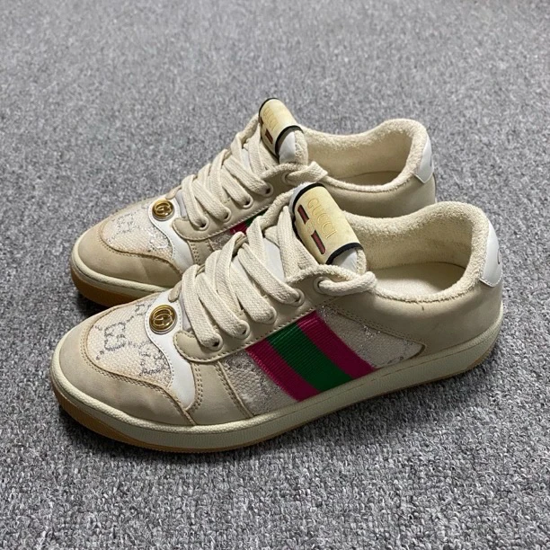 95新 GUCCI/古驰 36码/银丝老花小香风脏脏鞋/BF00576