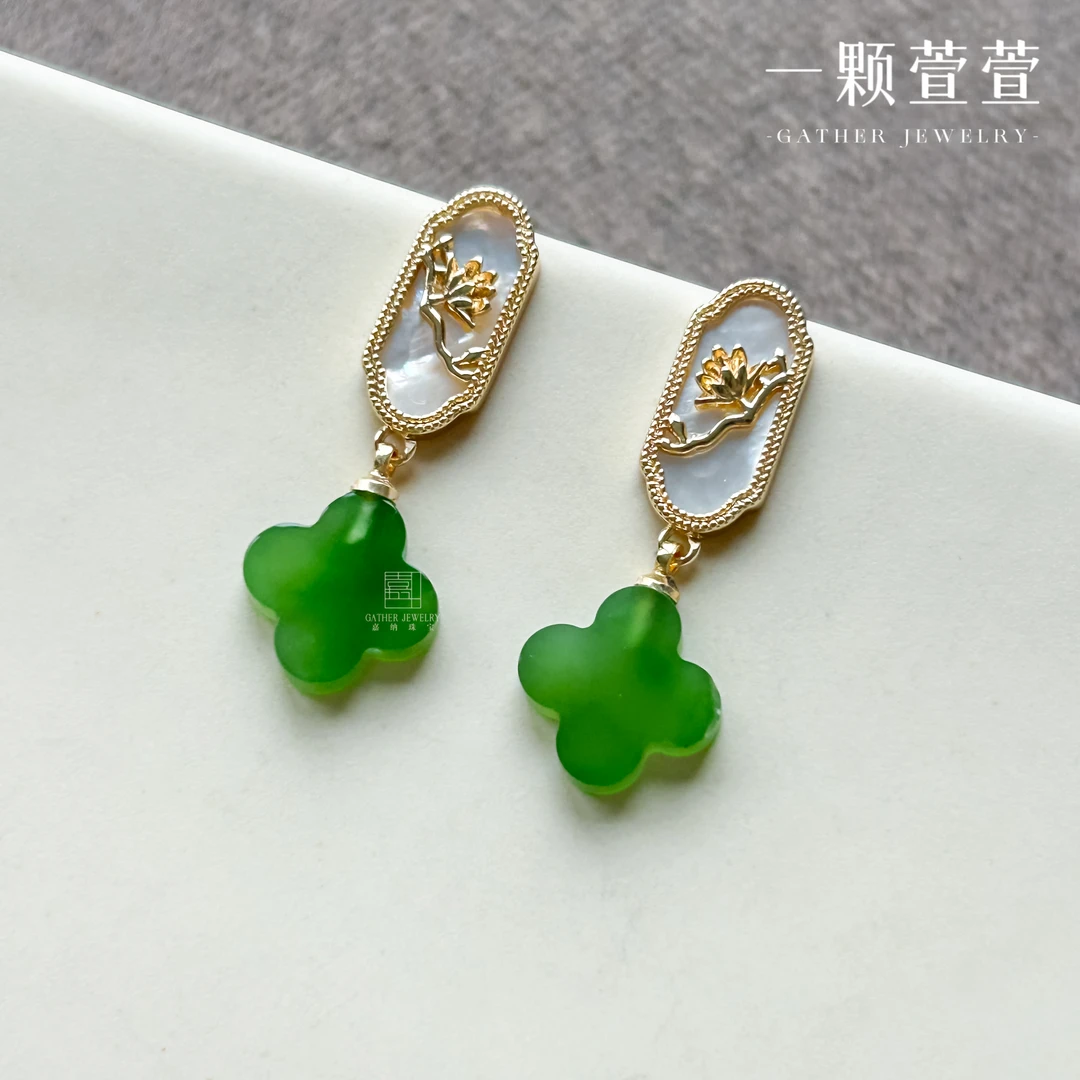 【锦安】一颗萱萱 时尚经典和田玉耳饰750038精致百搭