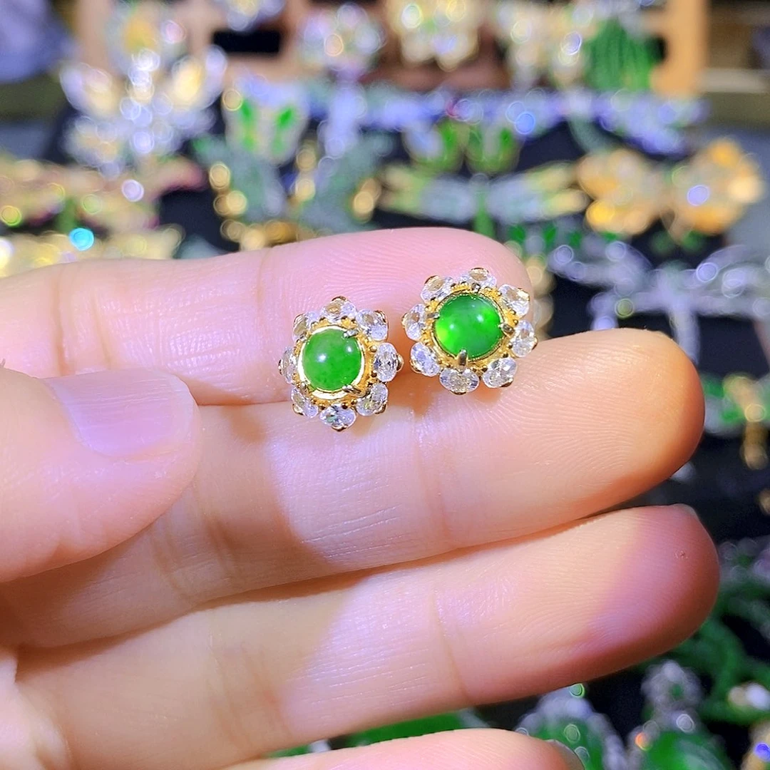 吊坠(不含链)银S925镶嵌翡翠