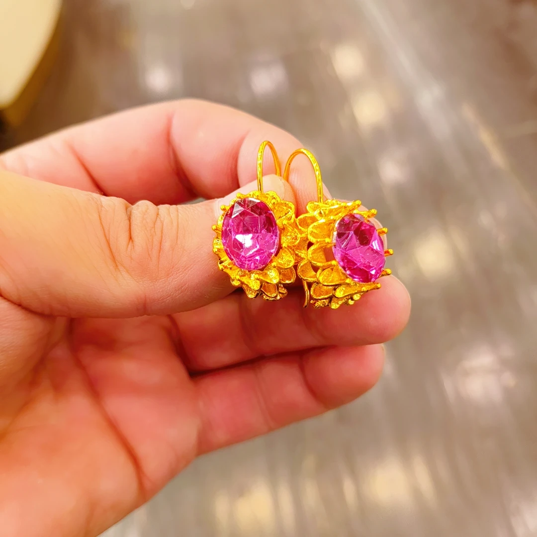 铜合金耳饰 پائالىيەت ھالقا  精致金色耳饰民族风耳环吊坠