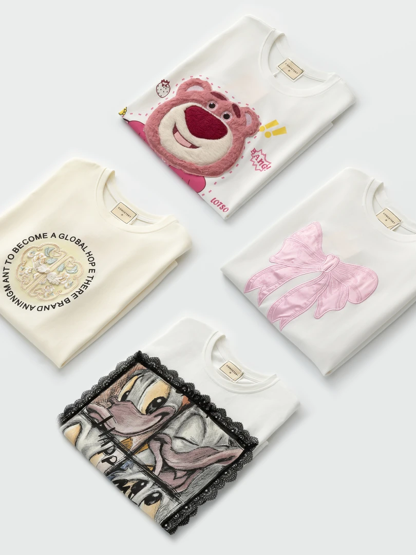 （彩虹小姐）2025年春夏新款时尚休闲宽松T恤潮流印花圆领短袖