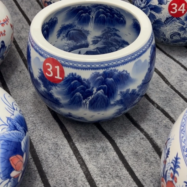 五***海陶纪念瓷器山水画聚宝盆