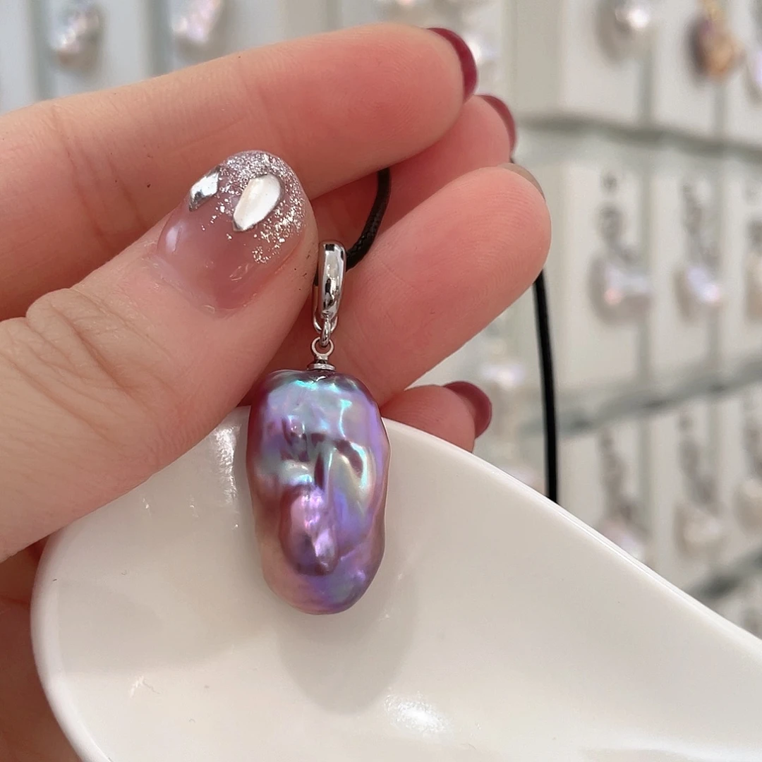 银S925镶嵌耳坠淡水珍珠