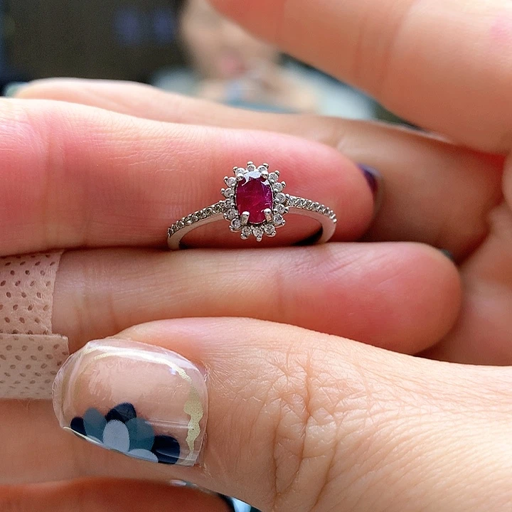 红宝石戒指银S925镶嵌