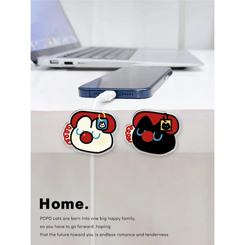 座机可爱小猫数据线固定器桌面免打孔理线器卡扣充电线收纳夹电线