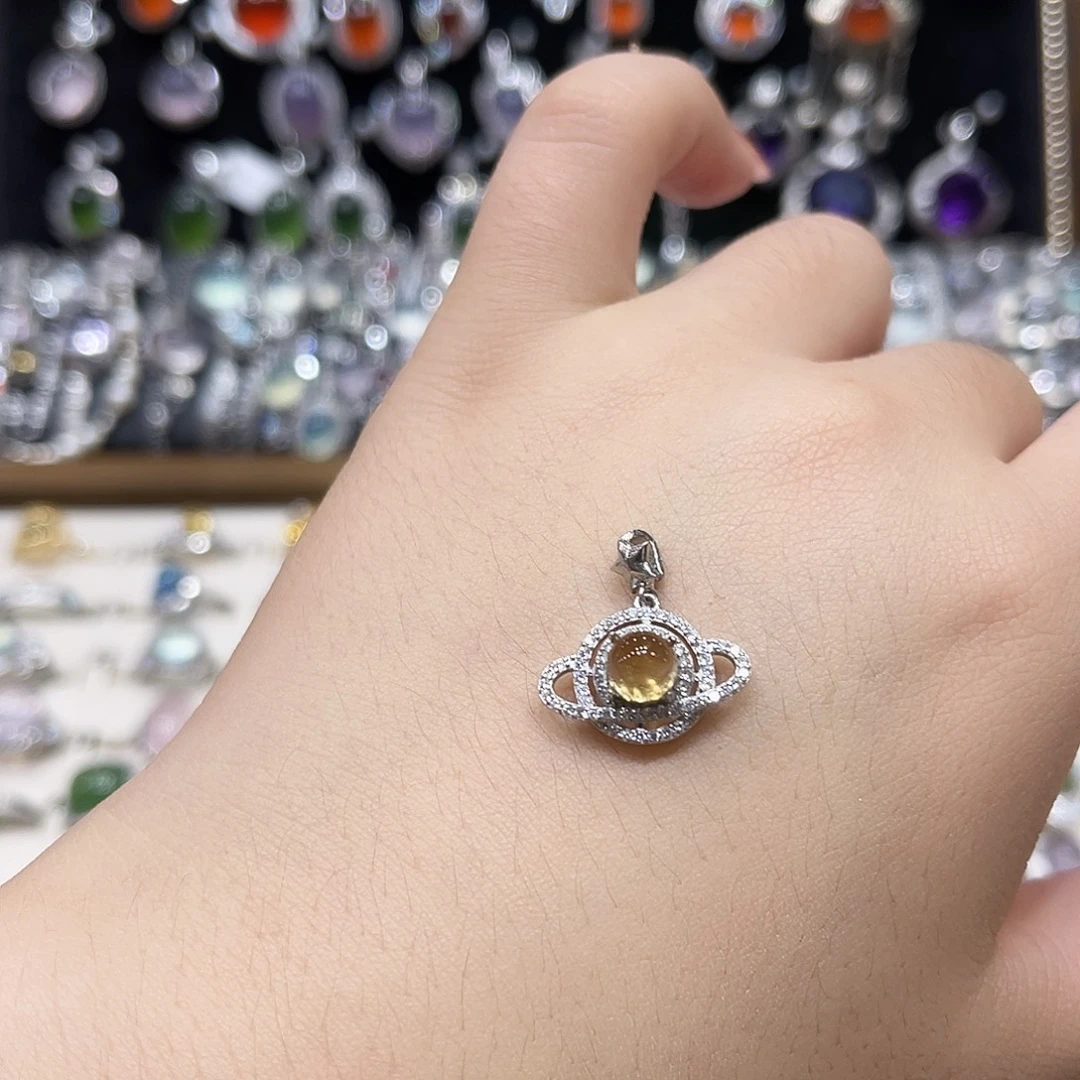 岫玉银S925镶嵌吊坠