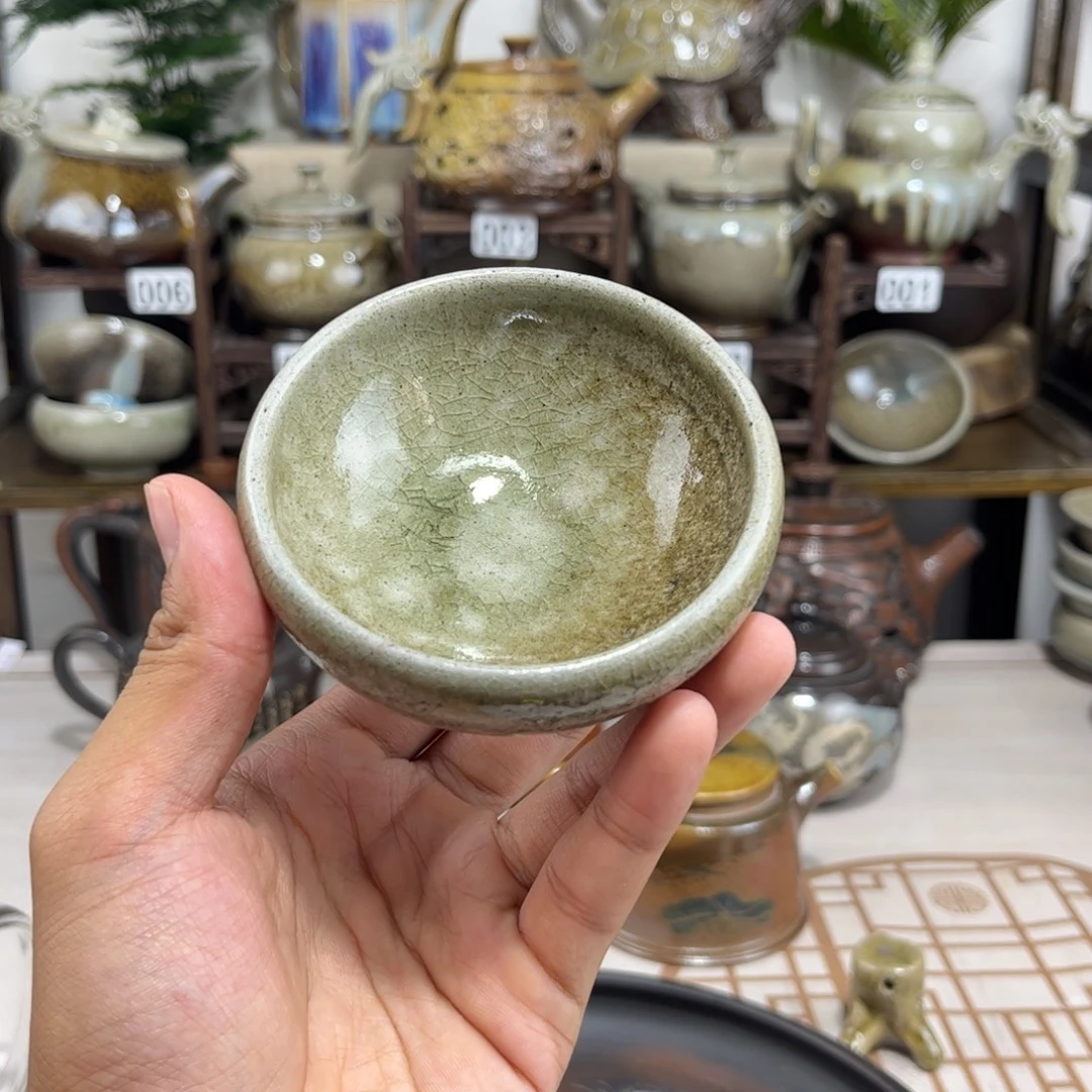 80cc白泥柴烧主人杯，古法传承裸坯柴烧