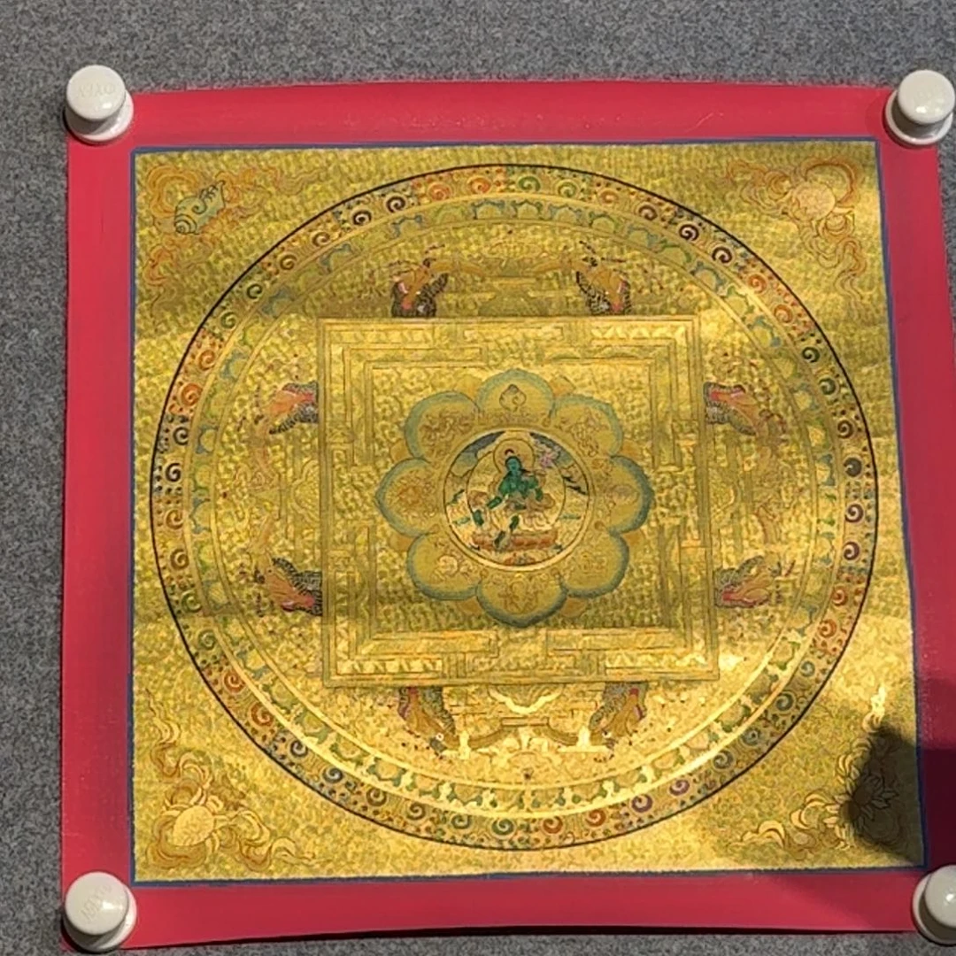 装裱画金唐绿度母坛城40*40