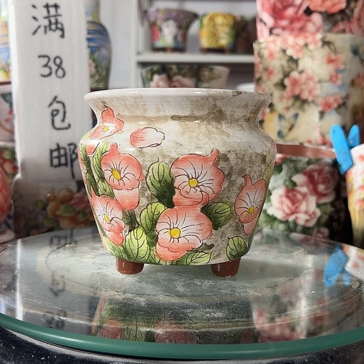 景德镇手绘花盆满38包邮偏远地区除外