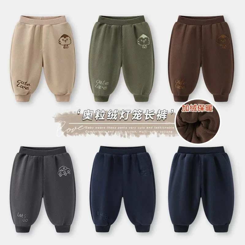 宝宝加绒裤子奥粒绒灯笼裤长裤子冬装秋冬儿童男童女宝宝保暖加绒